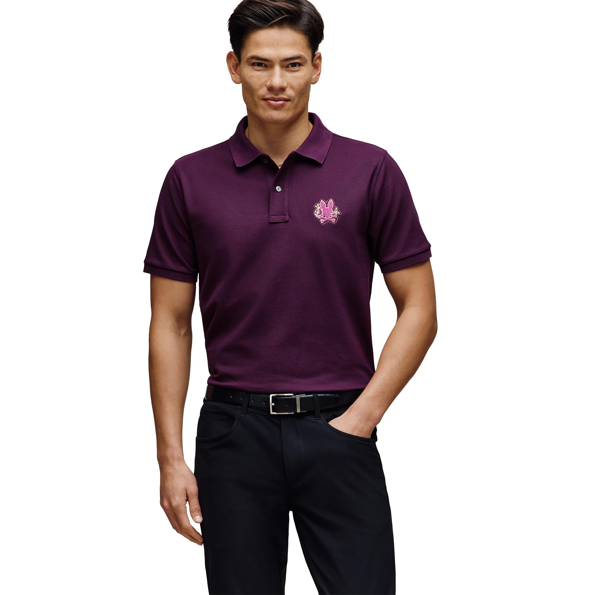 Psycho Bunny Auguste Pique Mens Polo Shirt Potent Purple
